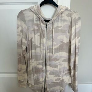 American Eagle White Camo Full-Zip Hoodie